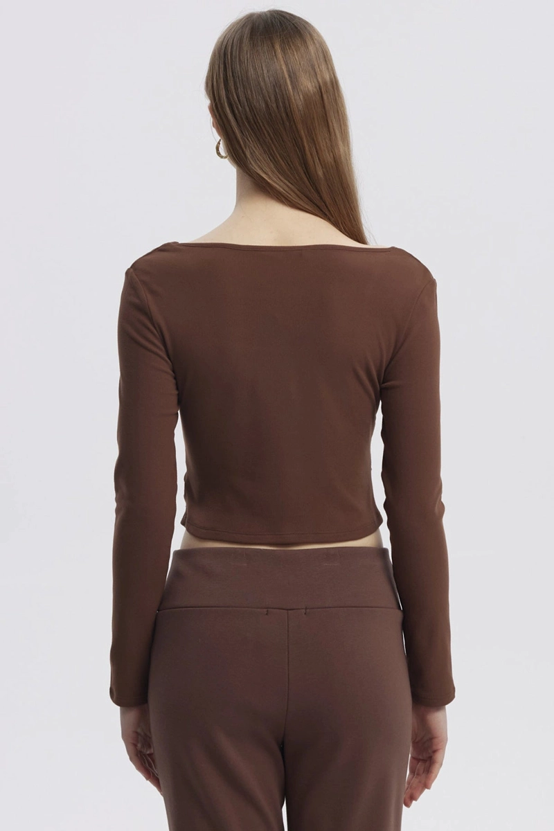 POLERA MUJER BASIC CAFE  OSCURO - 3