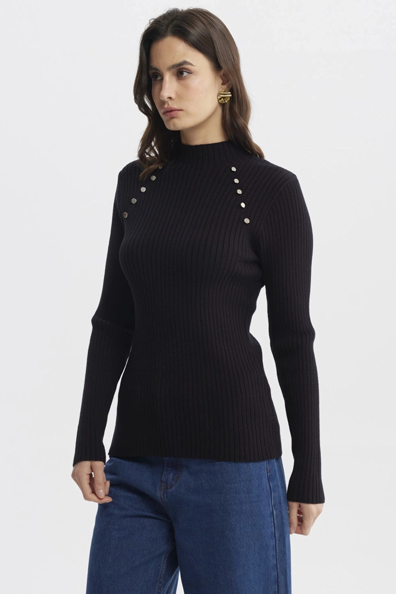 SWEATER MUJER AJUSTADO NEGRO - 2