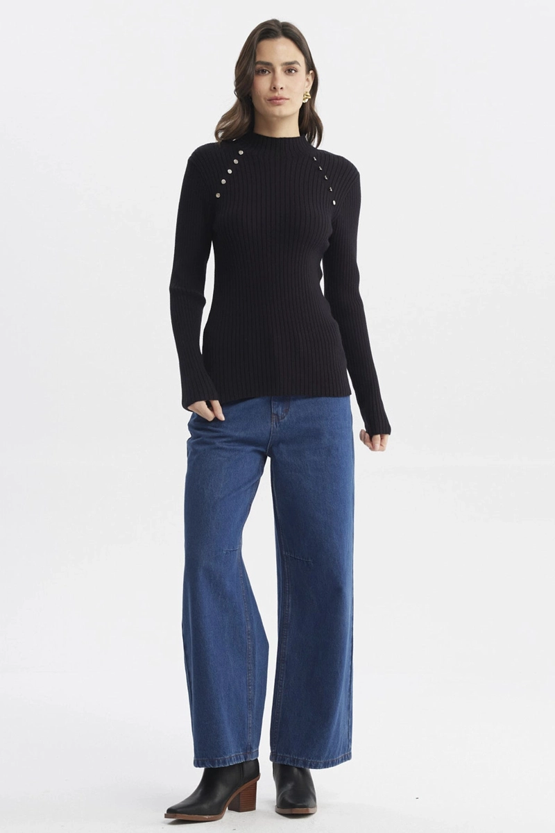 SWEATER MUJER AJUSTADO NEGRO - 4