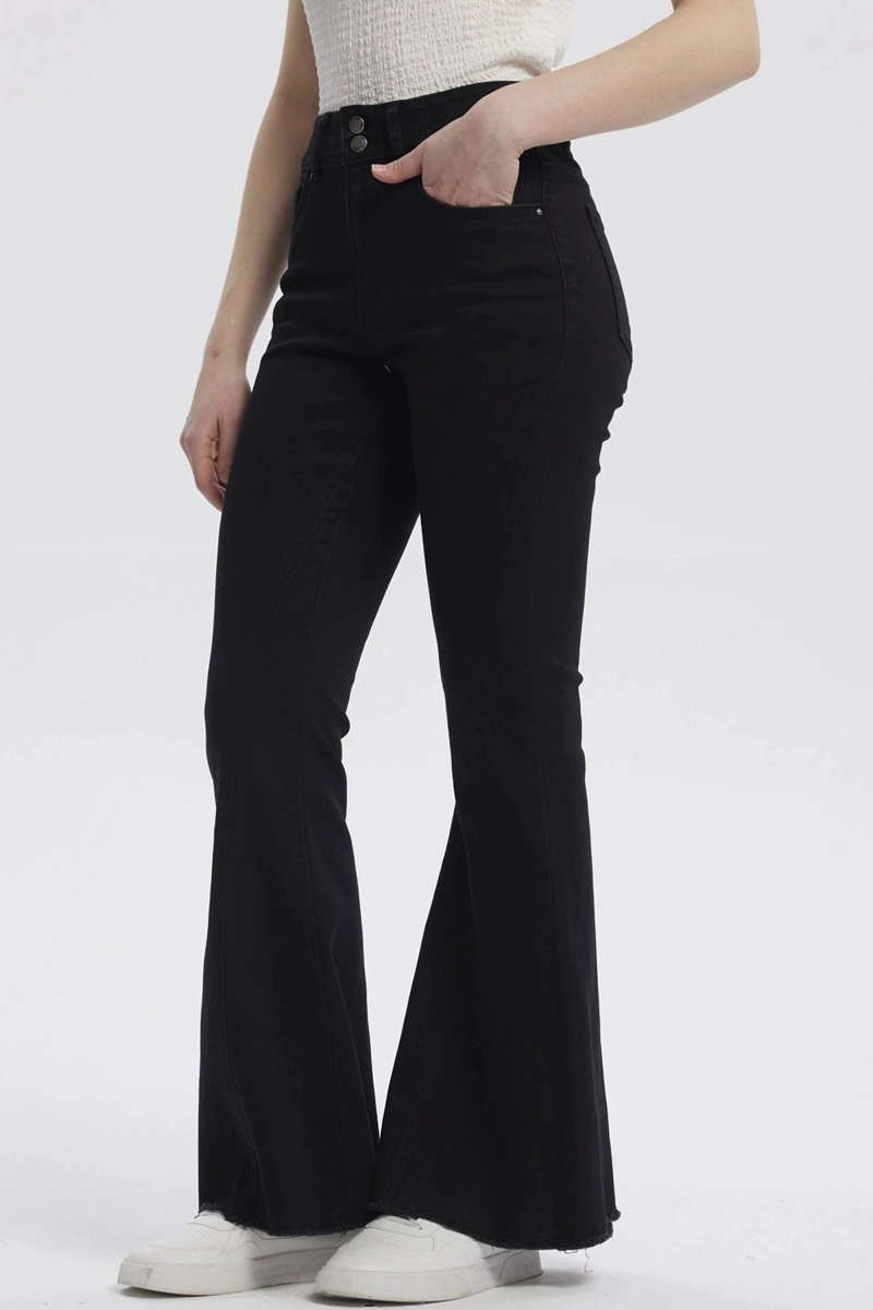 JEANS MUJER MODA FLARE NEGRO - 2