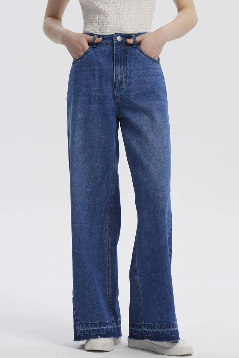 JEANS MUJER MODA WIDE LEG AZUL OSCURO - 1