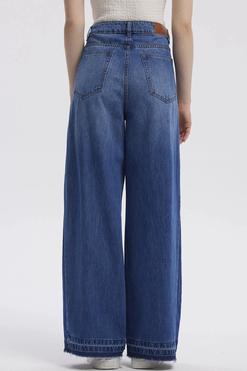 JEANS MUJER MODA WIDE LEG AZUL OSCURO - 3