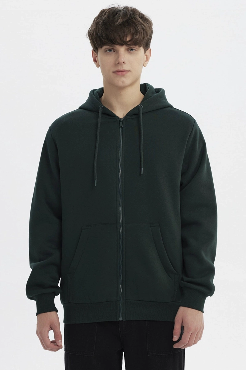 POLERON HOMBRE FULL ZIPPER BASICO VERDE OSCURO - 1