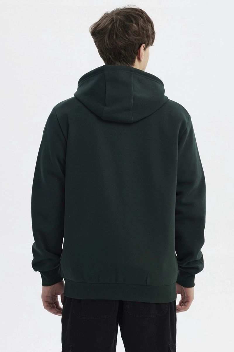 POLERON HOMBRE FULL ZIPPER BASICO VERDE OSCURO - 3