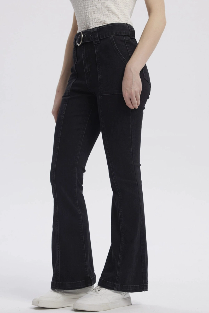 JEANS MUJER MODA FLARE NEGRO - 2