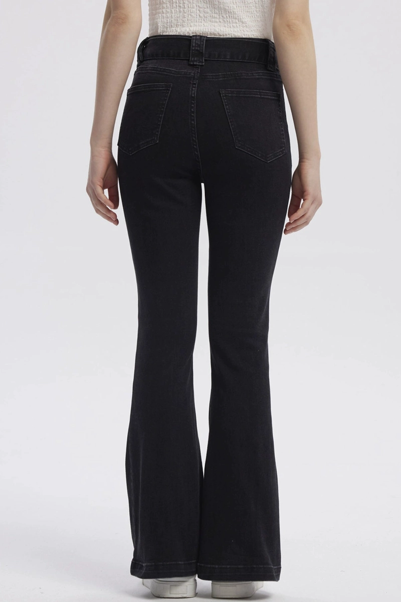 JEANS MUJER MODA FLARE NEGRO - 3