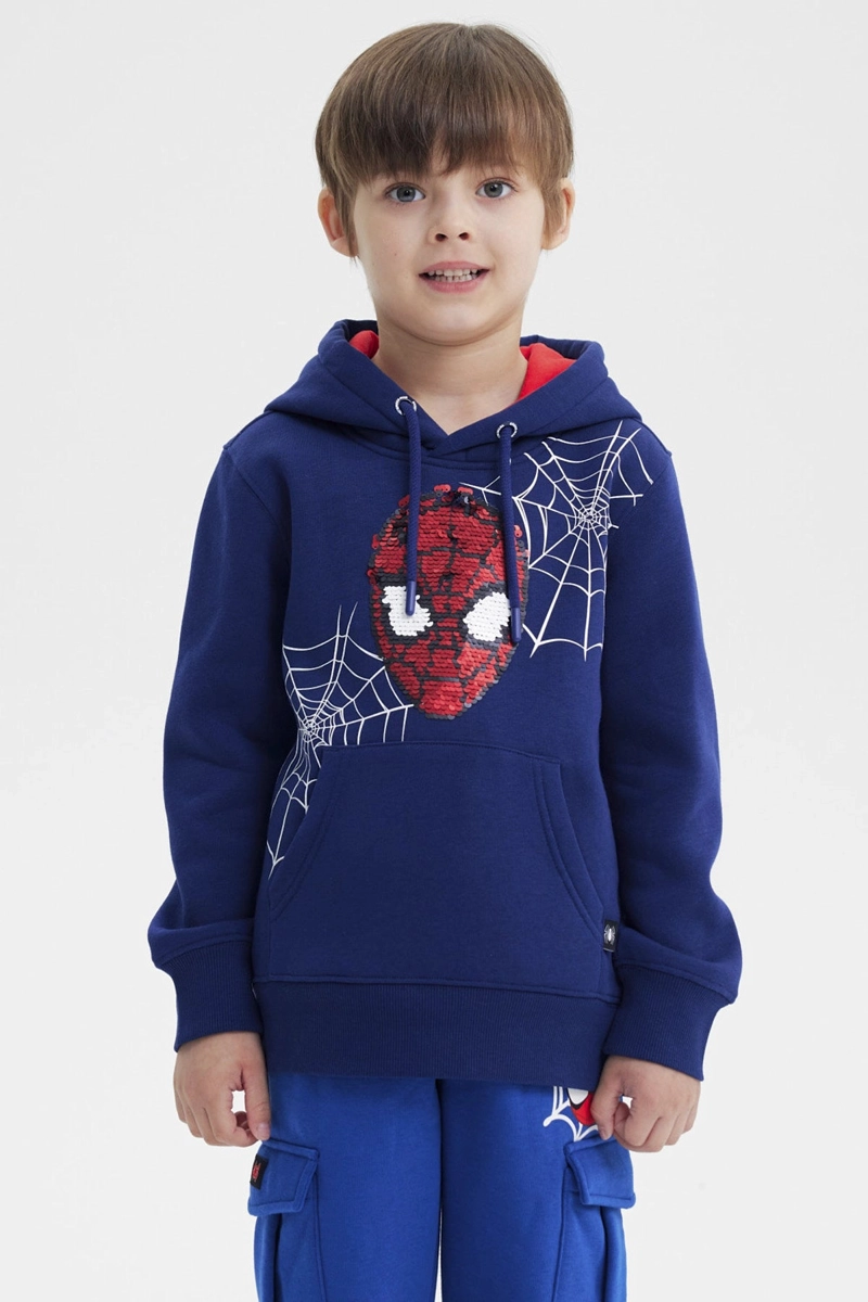 POLERON NIÑO SPIDERMAN AZUL MARINO - 1