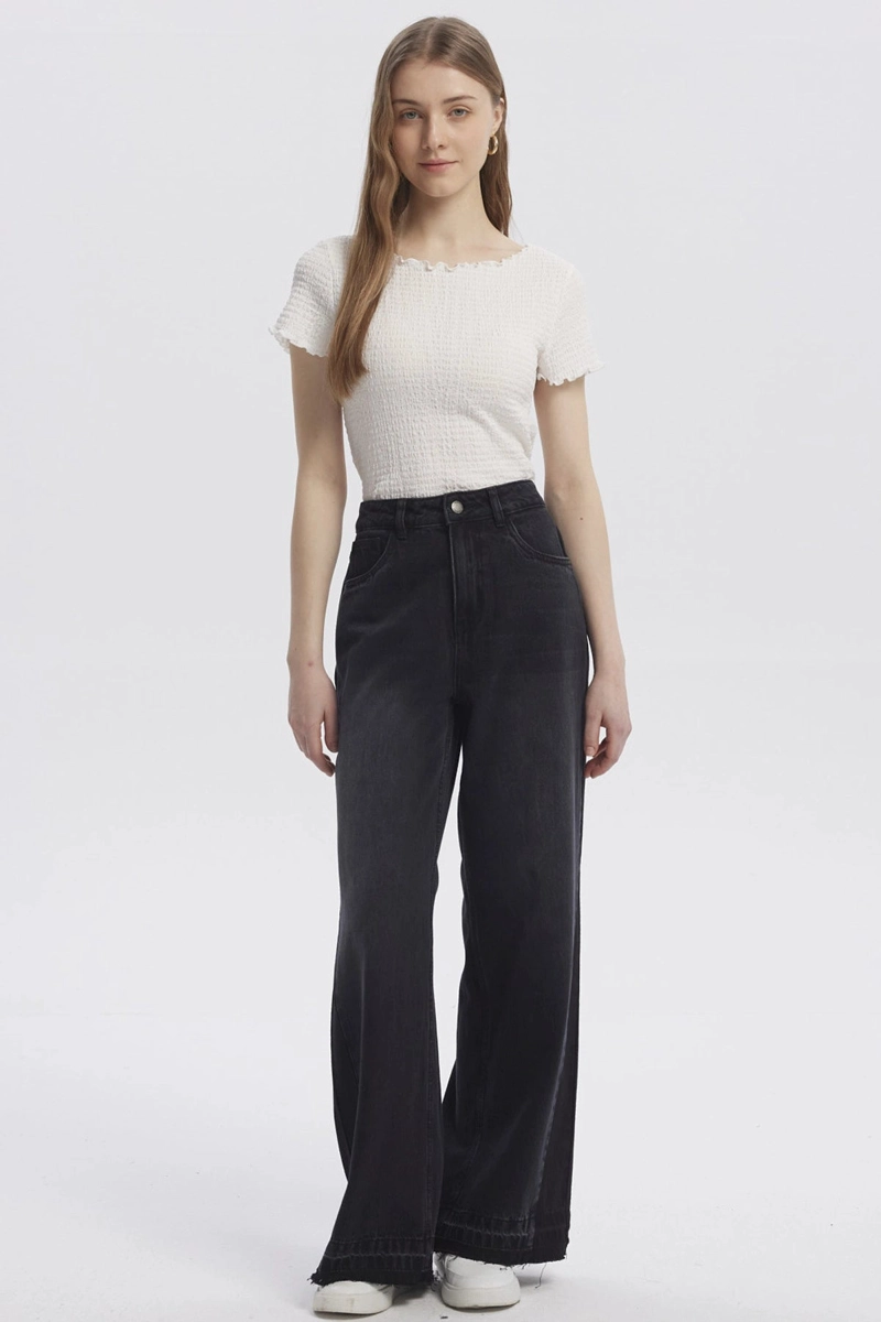 JEANS MUJER MODA WIDE LEG NEGRO - 5
