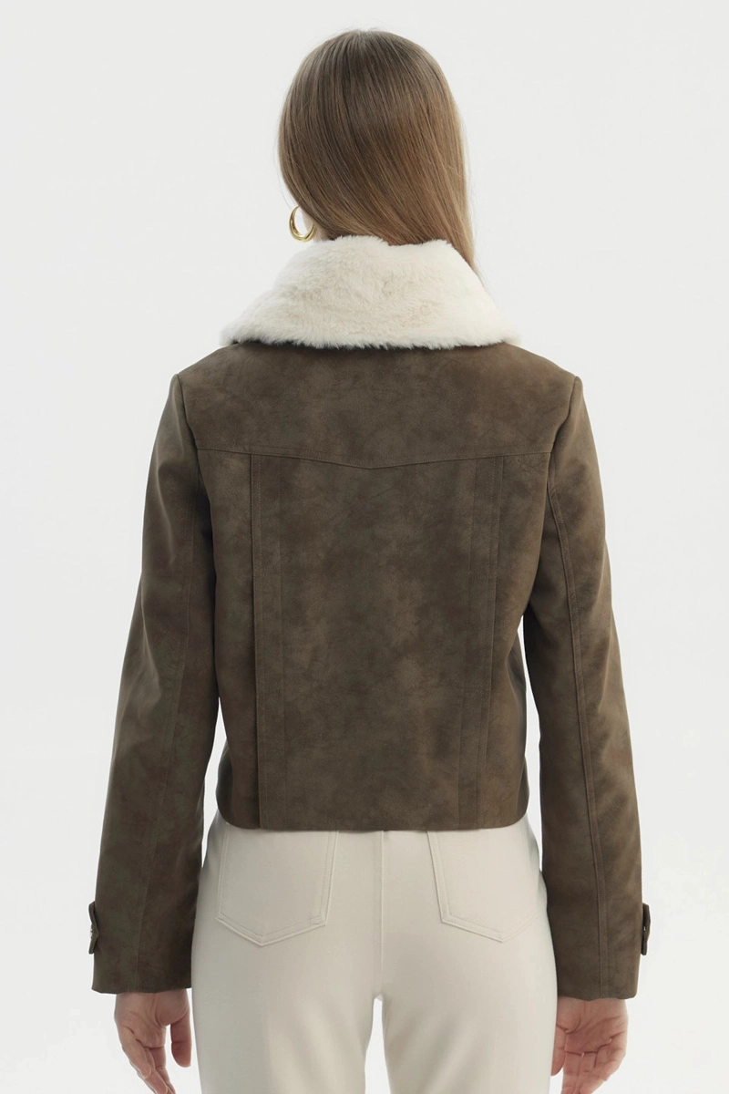 CHAQUETA MUJER CUELLO CAMISERO CAFE - 3