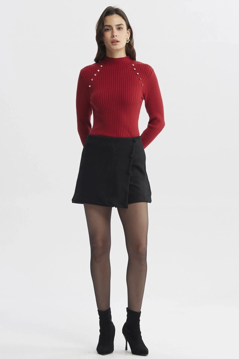 SWEATER MUJER AJUSTADO ROJO OSCURO - 4