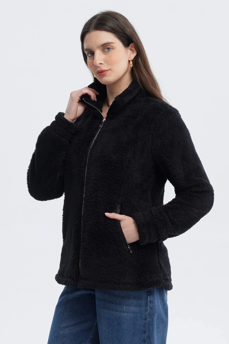 POLAR MUJER BASICO PELUDO NEGRO - 2