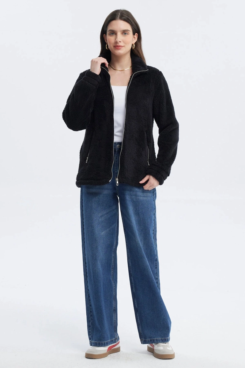POLAR MUJER BASICO PELUDO NEGRO - 4