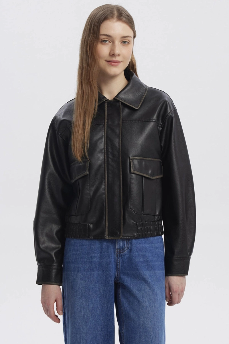 CHAQUETA MUJER RETRO CARGO NEGRO - 1