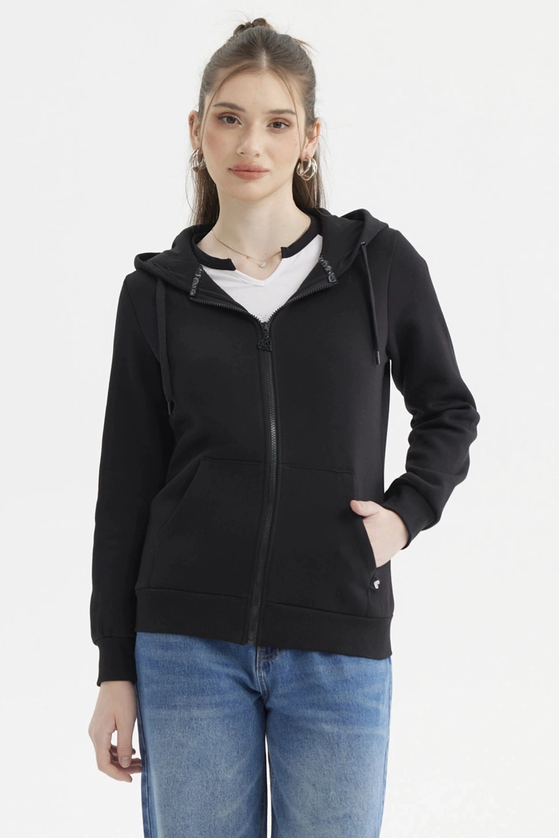 POLERON MUJER ABIERTO HODIE NEGRO - 1