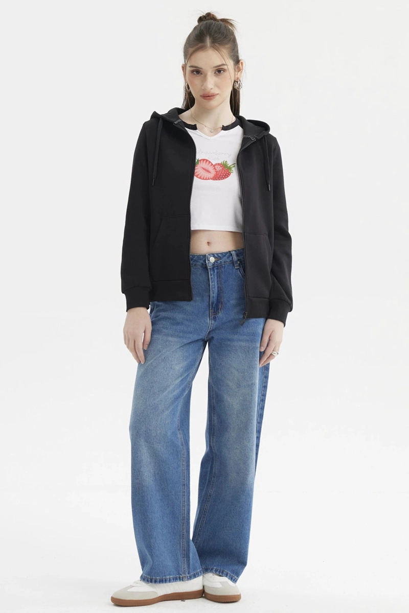 POLERON MUJER ABIERTO HODIE NEGRO - 4