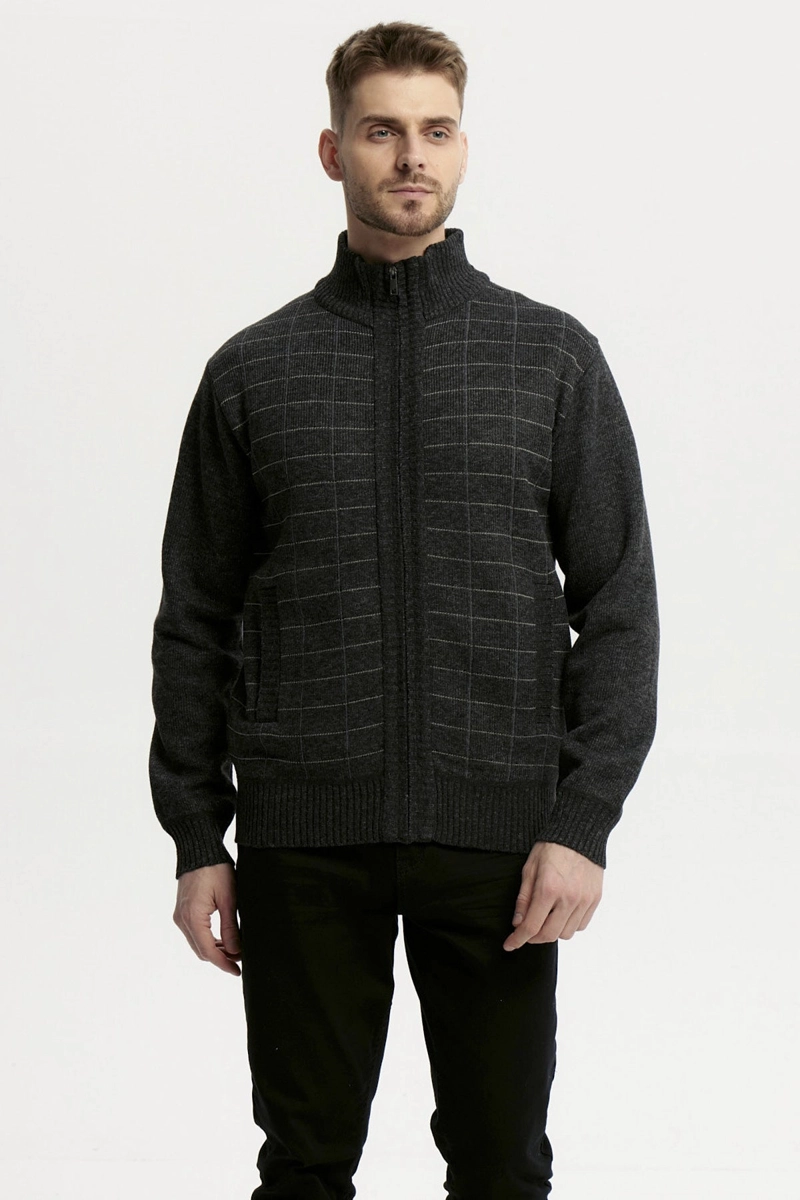 SWEATER HOMBRE CUELLO CON CIERRE MARENGO - 1