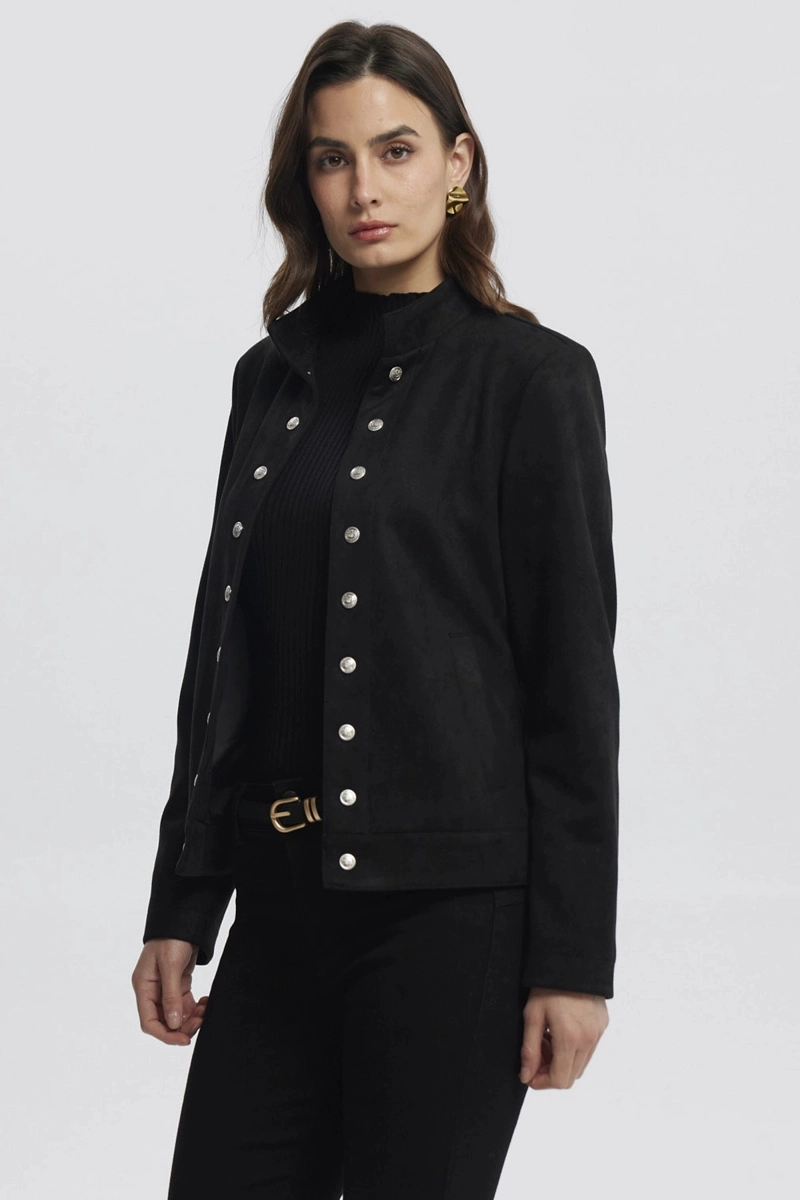 CHAQUETA MUJER CUELLO APOYADO NEGRO - 2