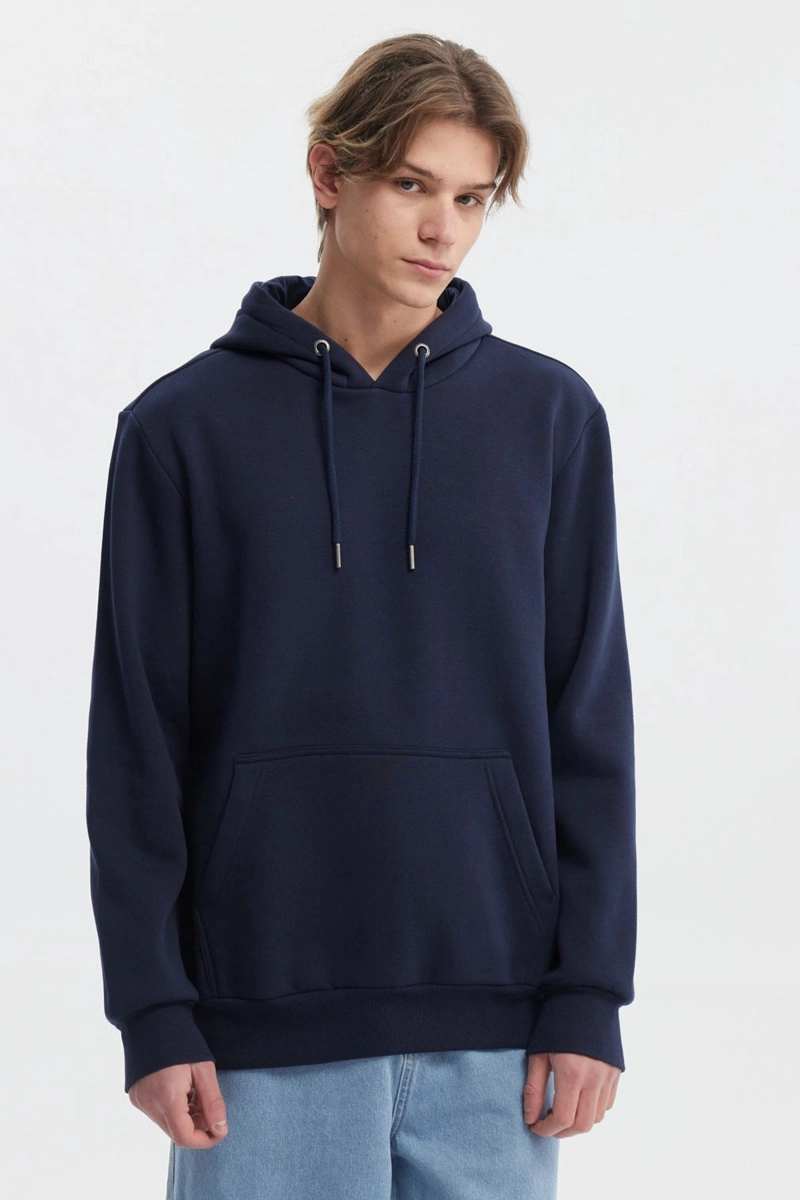 POLERON HOMBRE HOODIE BASICO AZUL - 1