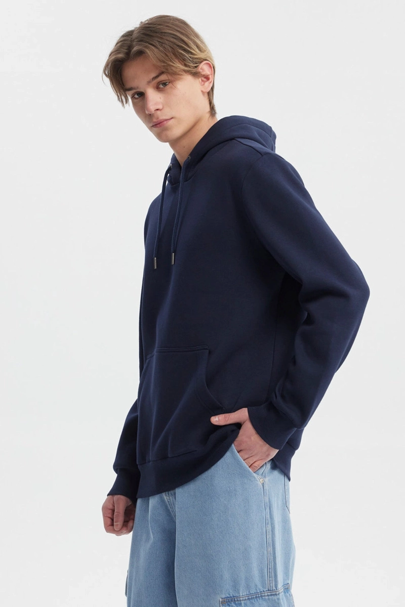 POLERON HOMBRE HOODIE BASICO AZUL - 2