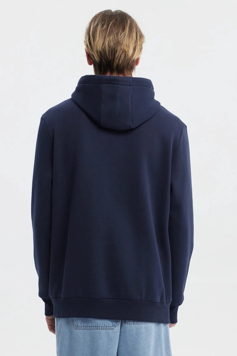 POLERON HOMBRE HOODIE BASICO AZUL - 3