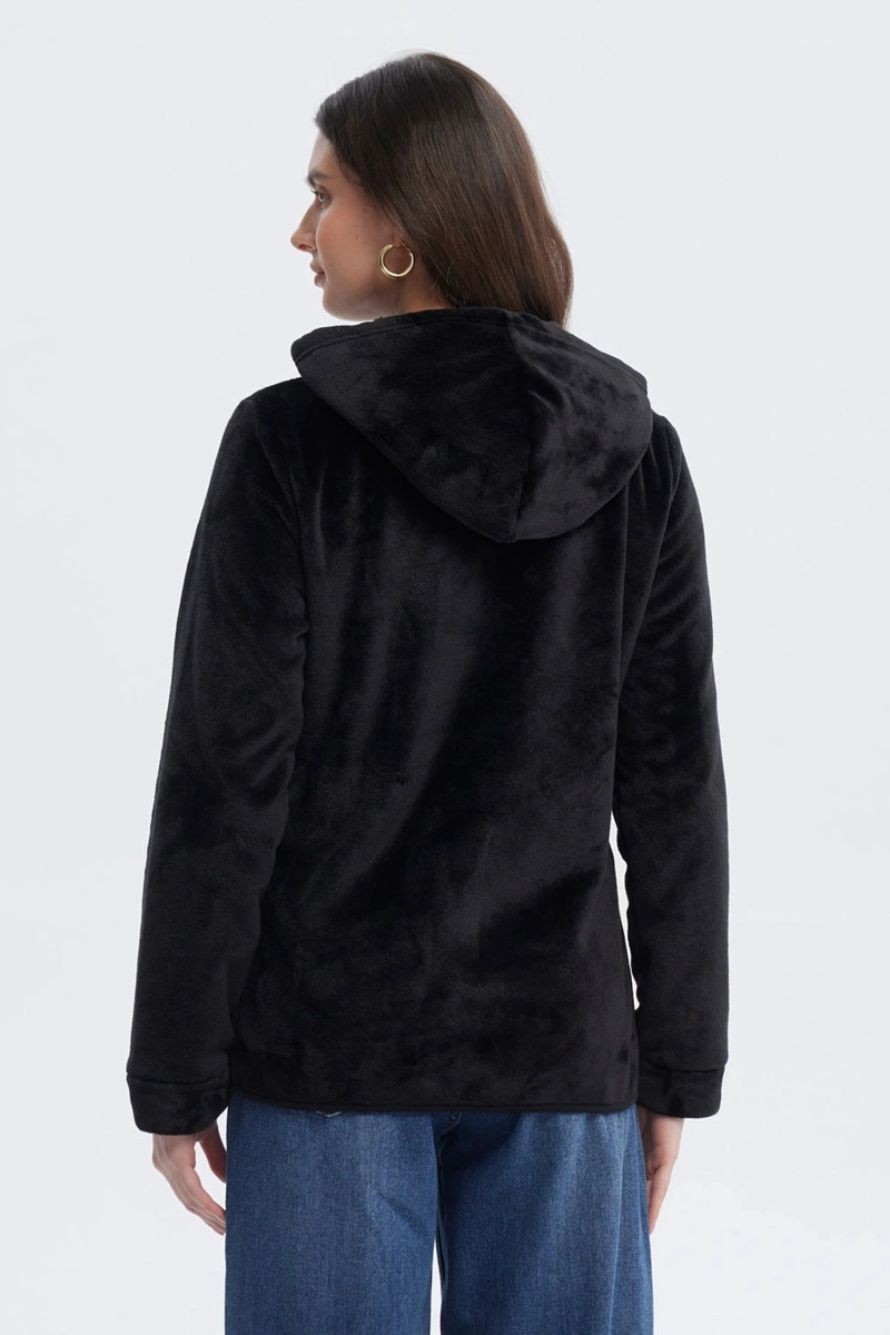 POLAR MUJER BASICO PLUSH CON CIERRE NEGRO - 3