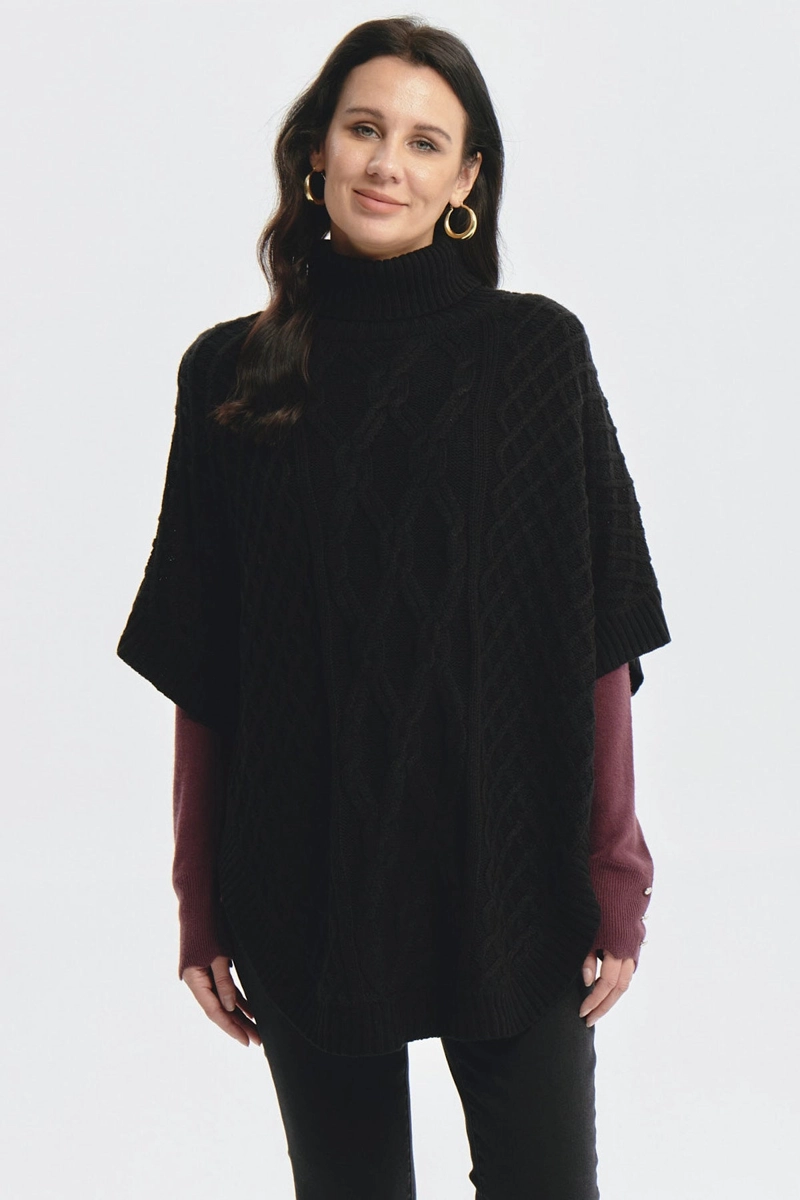 SWEATER MUJER TRENZADO NEGRO - 1