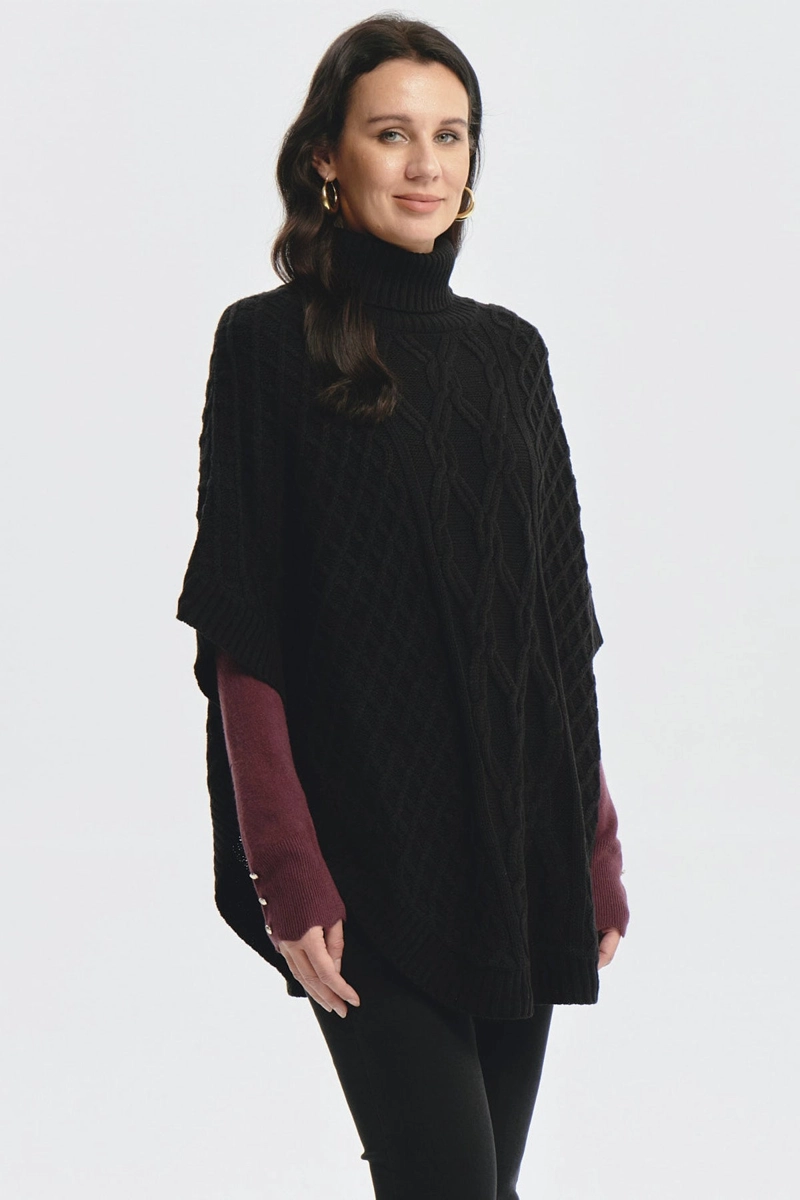 SWEATER MUJER TRENZADO NEGRO - 2