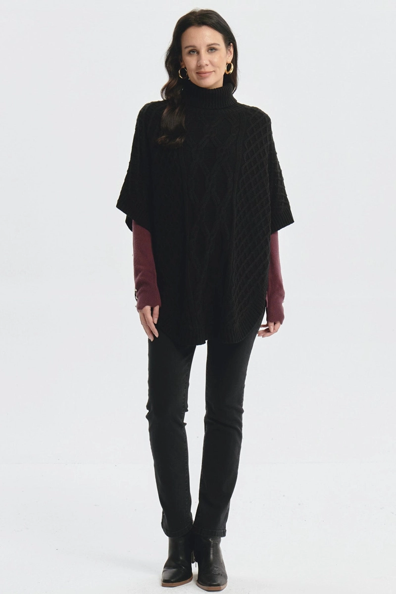 SWEATER MUJER TRENZADO NEGRO - 4