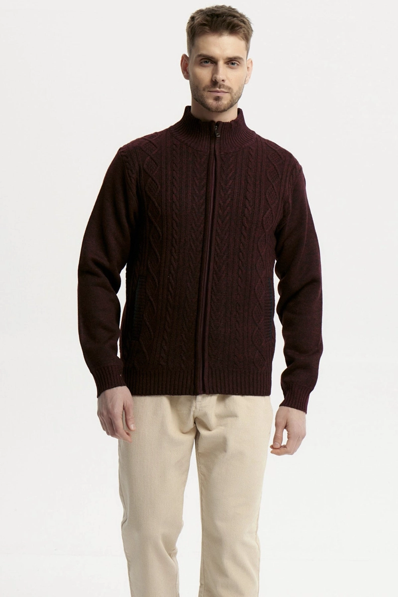 SWEATER HOMBRE CUELLO CON CIERRE BURDEO - 1