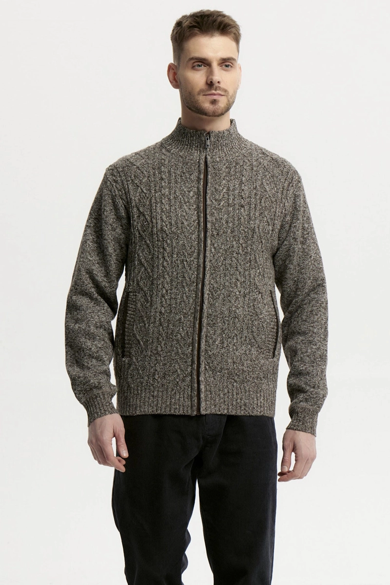 SWEATER HOMBRE CUELLO CON CIERRE CAFE - 1