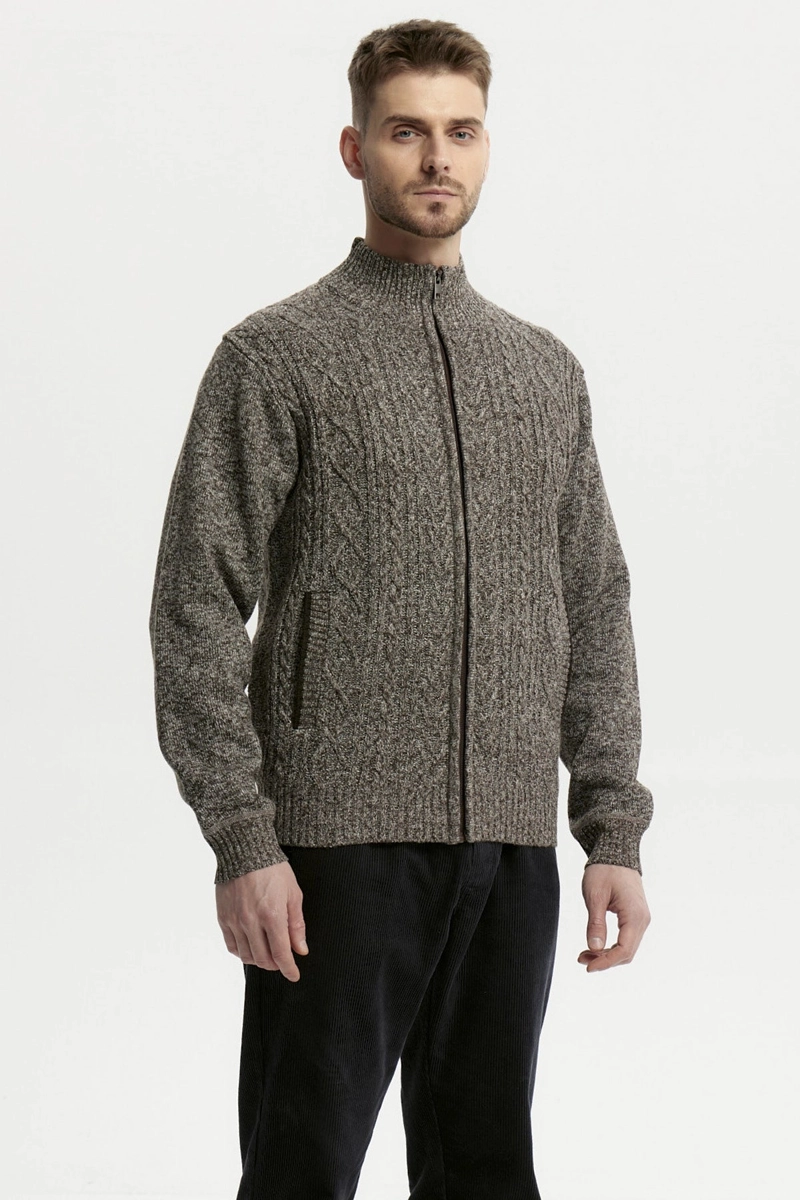 SWEATER HOMBRE CUELLO CON CIERRE CAFE - 2