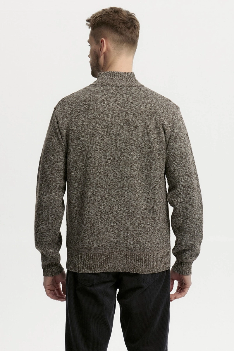 SWEATER HOMBRE CUELLO CON CIERRE CAFE - 3