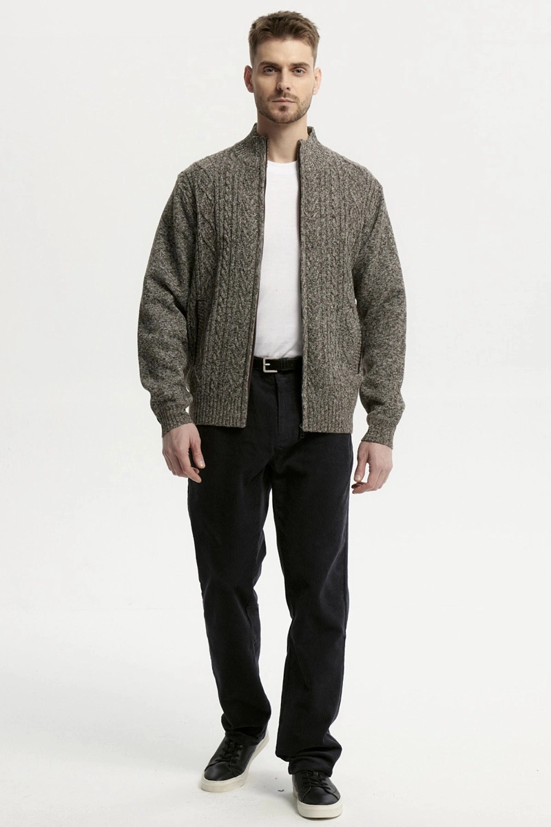 SWEATER HOMBRE CUELLO CON CIERRE CAFE - 4