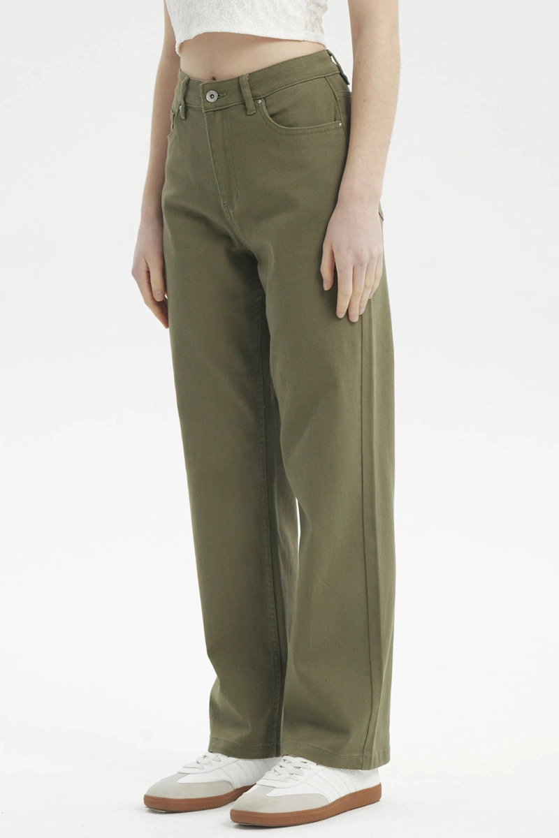 JEANS MUJER CALCE RECTO COLOR VERDE MILITAR - 2