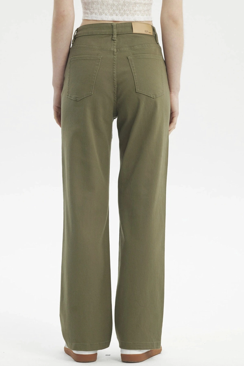 JEANS MUJER CALCE RECTO COLOR VERDE MILITAR - 3
