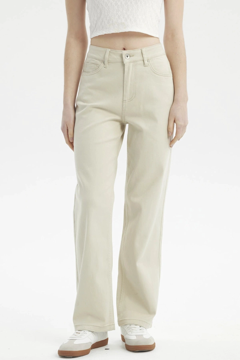 JEANS MUJER CALCE RECTO COLOR BEIGE - 1