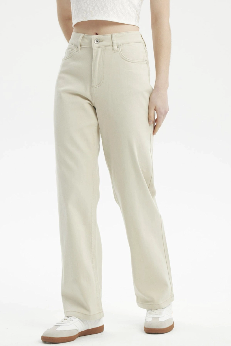 JEANS MUJER CALCE RECTO COLOR BEIGE - 2