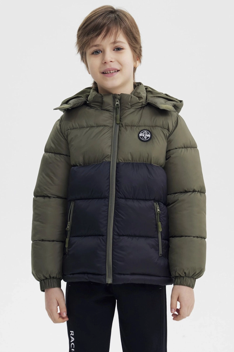 PARKA NIÑO BASICA COLOR VERDE MILITAR - 1