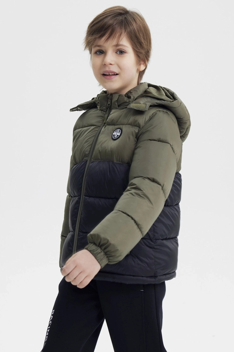PARKA NIÑO BASICA COLOR VERDE MILITAR - 2