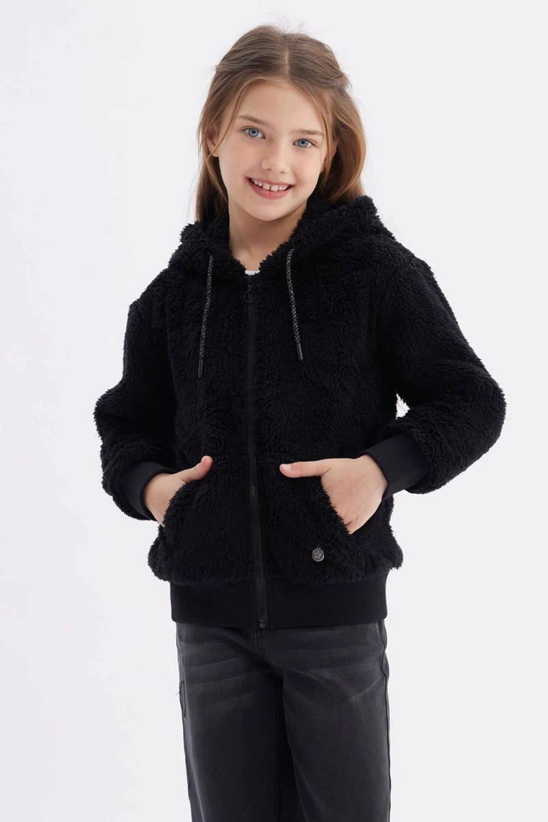 POLAR NIÑA PELUDO BASICO NEGRO - 1
