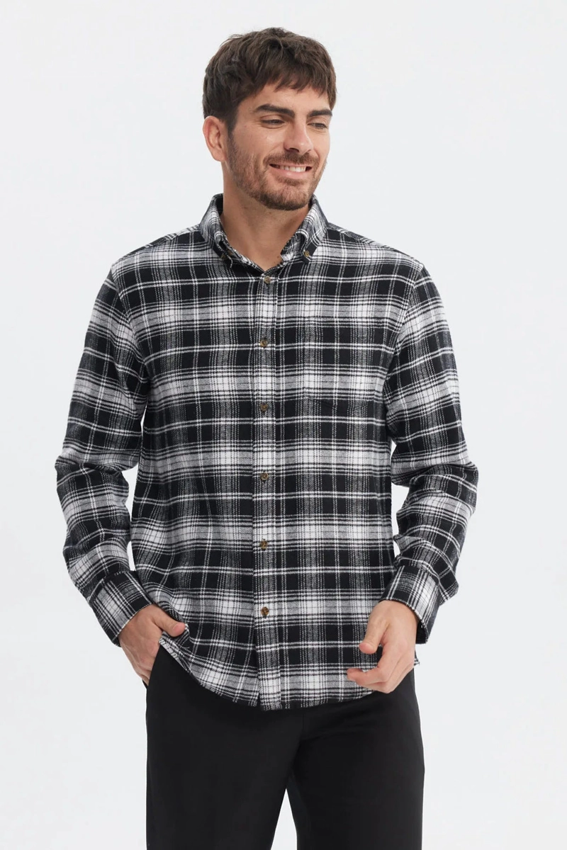 CAMISA HOMBRE FRANELA BASICA NEGRO - 1