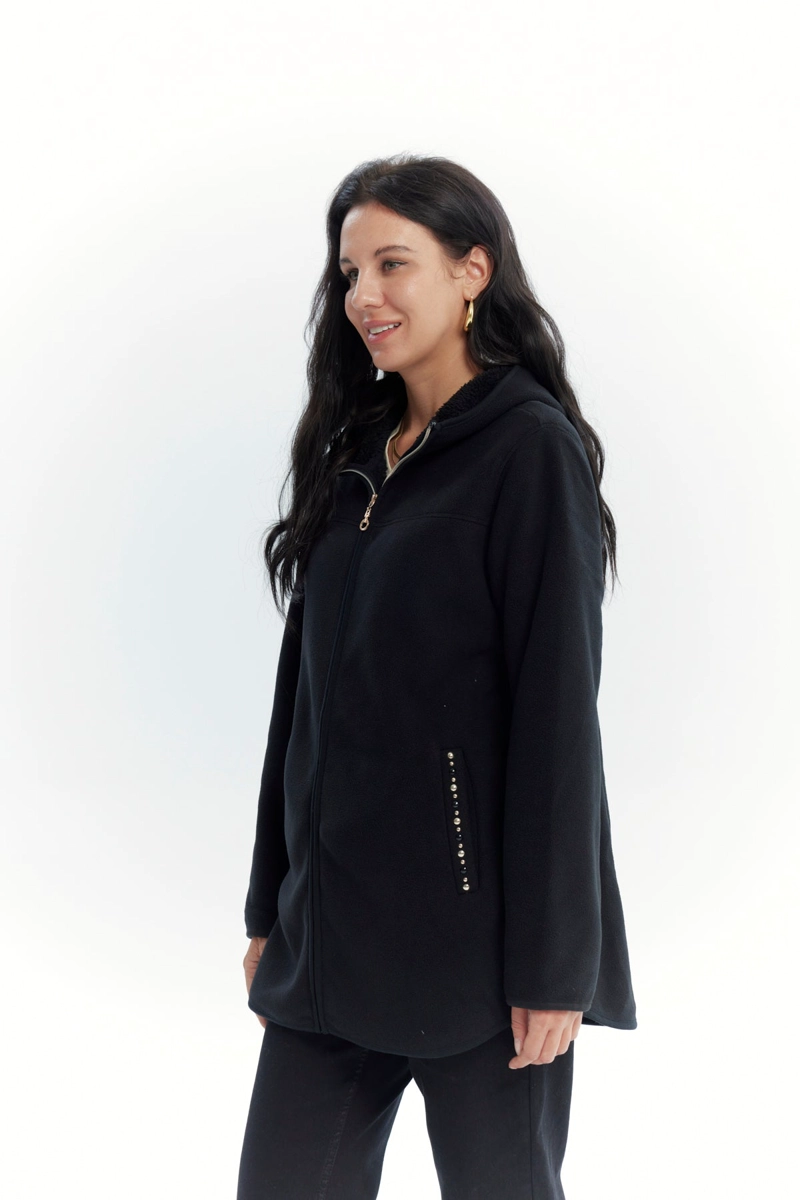 POLAR MUJER LARGO DETALLE STRASS NEGRO - 2