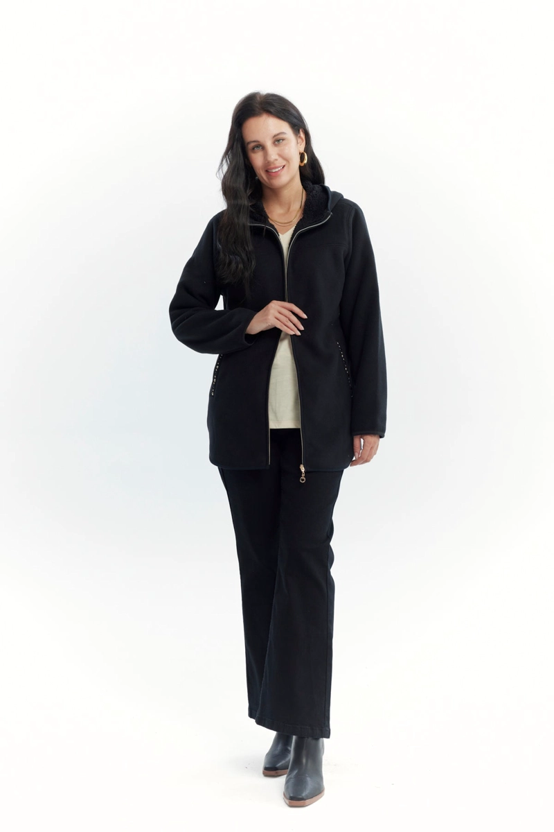 POLAR MUJER LARGO DETALLE STRASS NEGRO - 4