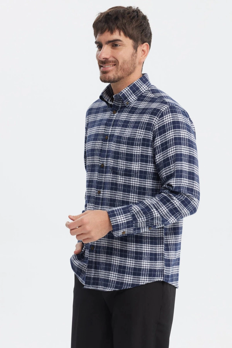 CAMISA HOMBRE FRANELA BASICA AZUL MARINO - 2