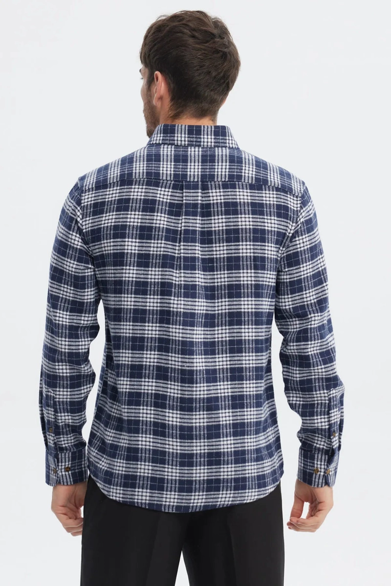 CAMISA HOMBRE FRANELA BASICA AZUL MARINO - 3