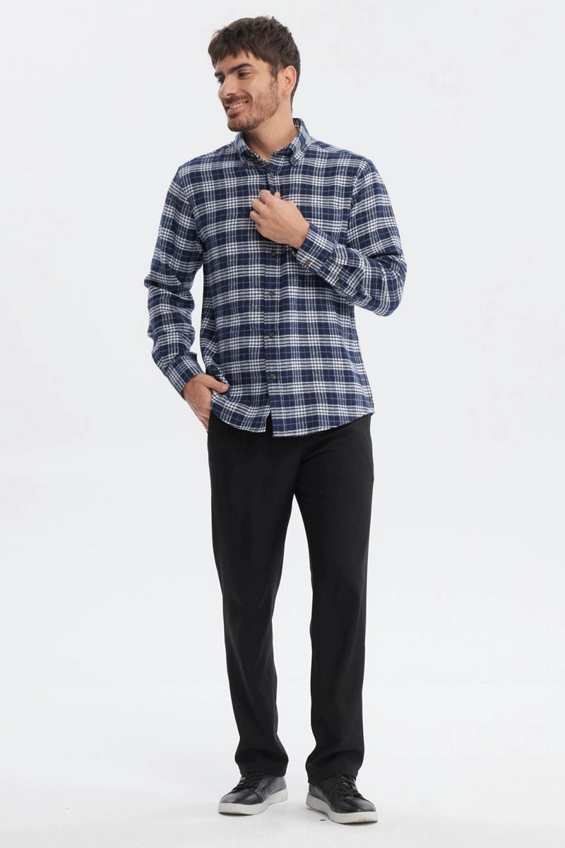 CAMISA HOMBRE FRANELA BASICA AZUL MARINO - 4
