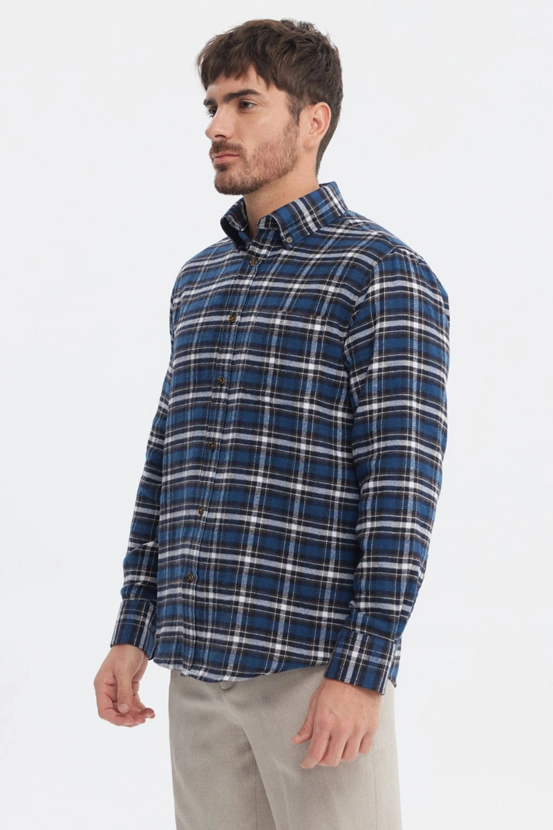 CAMISA HOMBRE FRANELA BASICA AZUL - 2