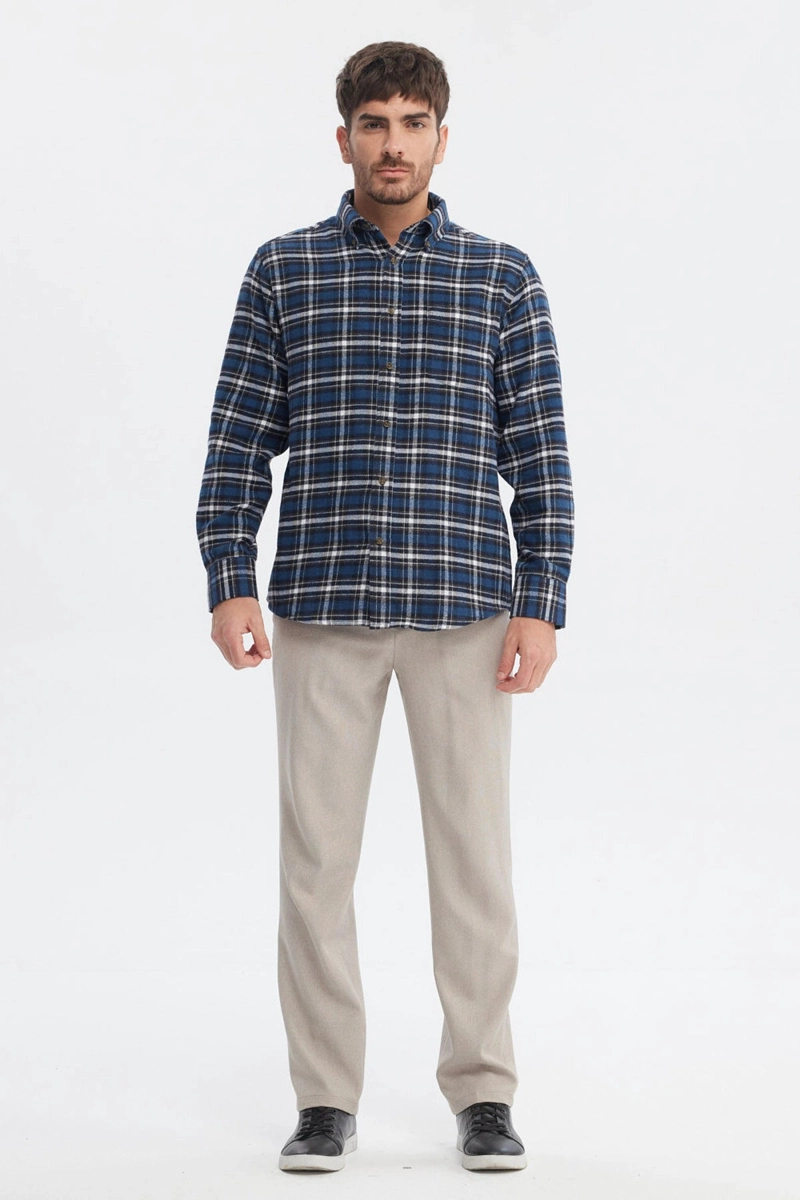 CAMISA HOMBRE FRANELA BASICA AZUL - 4