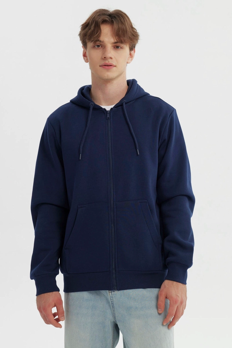 POLERON HOMBRE FULL ZIPPER BASICO AZUL - 1