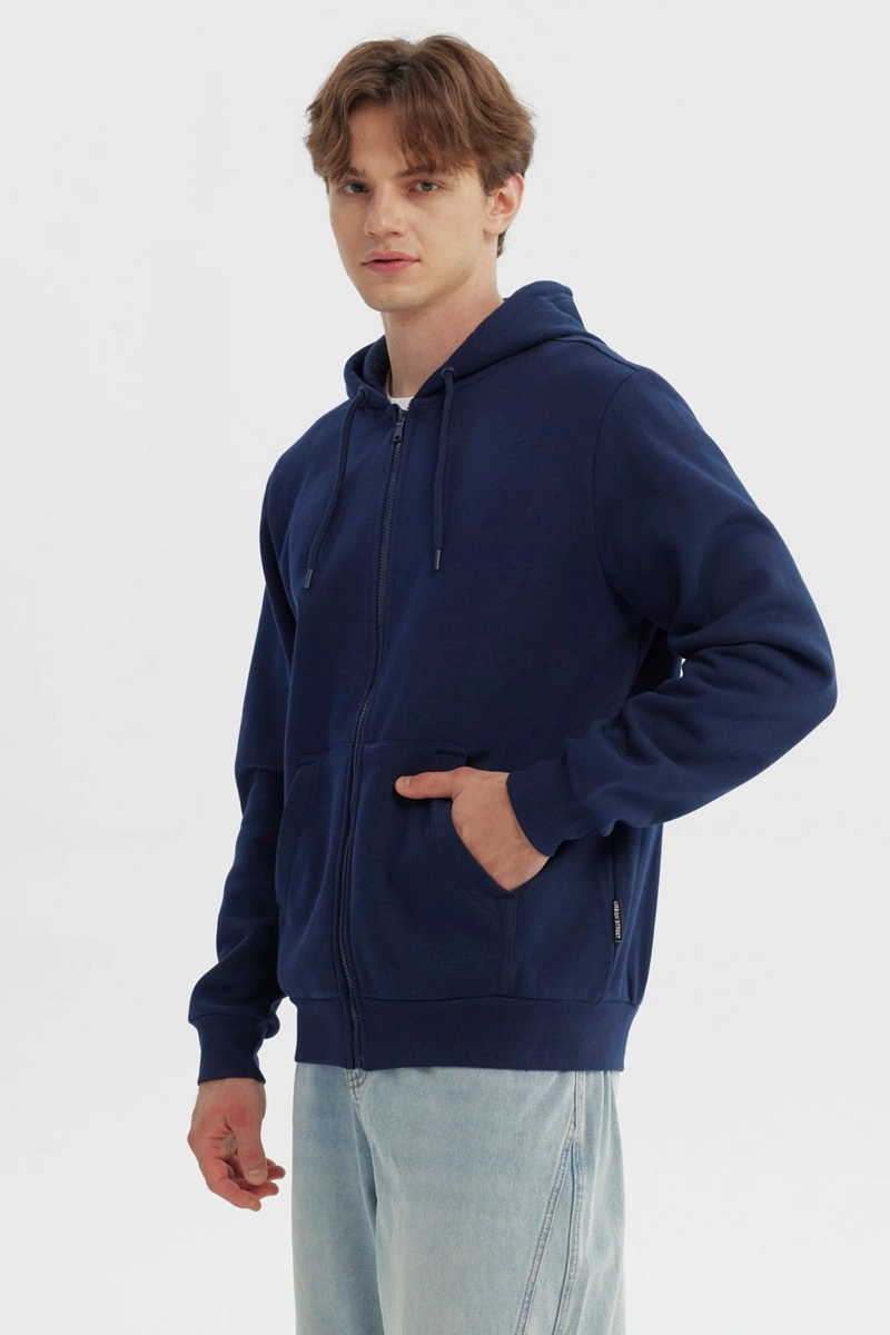 POLERON HOMBRE FULL ZIPPER BASICO AZUL - 2